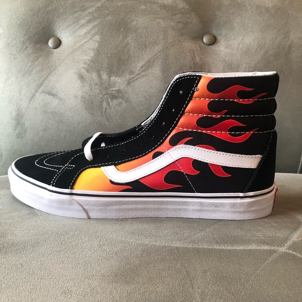 Vans Sk8-Hi Reissue (Flame) Black on white